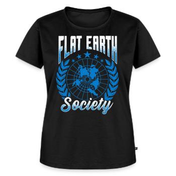 flat earth global lockdown the conspiracy - Frauen Premium Bio T-Shirt - Schwarz - Vorne - Selfina (174cm)