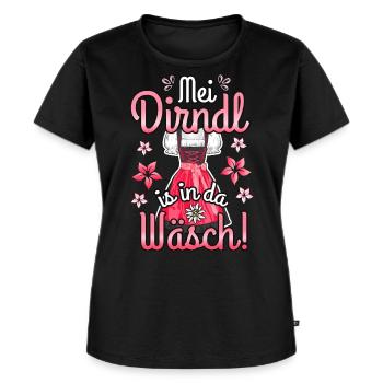 Mei Dirndl is in da Wäsch - Frauen Premium Bio T-Shirt - Schwarz - Vorne - Selfina (174cm)