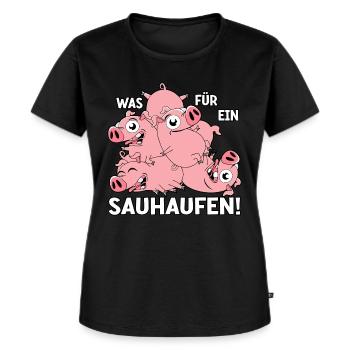 Was für ein Sauhaufen - Frauen Premium Bio T-Shirt - Schwarz - Vorne - Selfina (174cm)