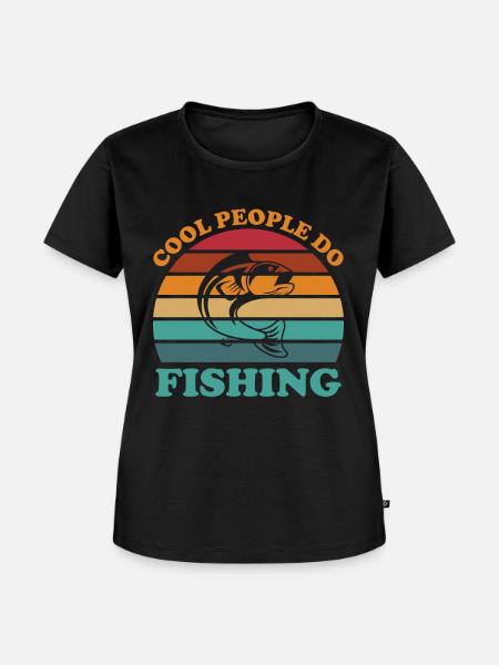 Coole Leute fischen 3 - - Frauen Premium Bio T-Shirt - Schwarz