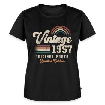 Millésime 1957 Anniversaire Rétro - T-shirt Premium bio Femme - noir - Devant - Selfina (174cm)