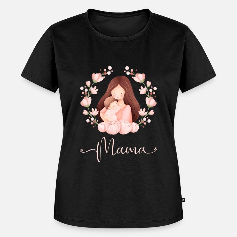 Mama Mutter Kind Blumen Mutterliebe - Frauen Premium Bio T-Shirt - Schwarz
