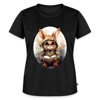 Hase - Frauen Premium Bio T-Shirt - Schwarz - Vorne - Selfina (174cm)