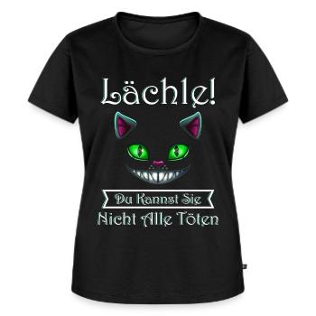 Lächle Du Kannst Sie Nicht Alle Töten Grinsekatze - Frauen Premium Bio T-Shirt - Schwarz - Vorne - Selfina (174cm)