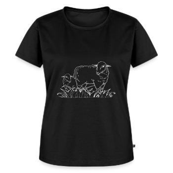 Schafherde - Schaf - Frauen Premium Bio T-Shirt - Schwarz - Vorne - Selfina (174cm)