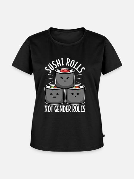 Sushi rolls not gender roles - Frauen Premium Bio T-Shirt - Schwarz