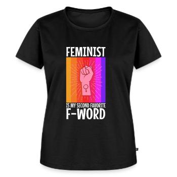 Feminist is my second favorite f word - Frauen Premium Bio T-Shirt - Schwarz - Vorne - Selfina (174cm)