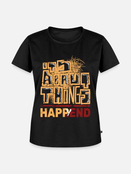 Stilvolles Graffiti und Happy - Frauen Premium Bio T-Shirt - Schwarz