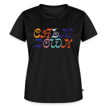 Calm Down - Frauen Premium Bio T-Shirt - Schwarz - Vorne - Selfina (174cm)
