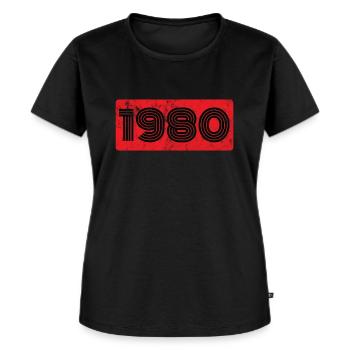 Vintage 1980 - Frauen Premium Bio T-Shirt - Schwarz - Vorne - Selfina (174cm)