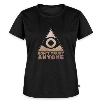 Don't Trust Anyone Funny Illuminati T-Shirt - Women's Premium Organic T-shirt - black - Front - Selfina (174cm)