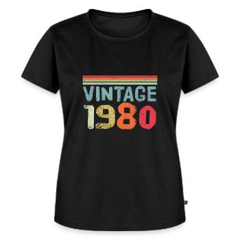 Geboren in 1980 vintage vintage - Vrouwen Premium Bio T-shirt - zwart - Voor - Selfina (174cm)