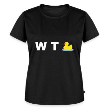 What The Duck ?! WTF - Frauen Premium Bio T-Shirt - Schwarz - Vorne - Selfina (174cm)