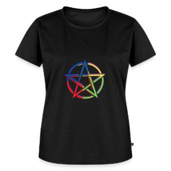 Pentagramme coloré - T-shirt Premium bio Femme - noir - Devant - Selfina (174cm)