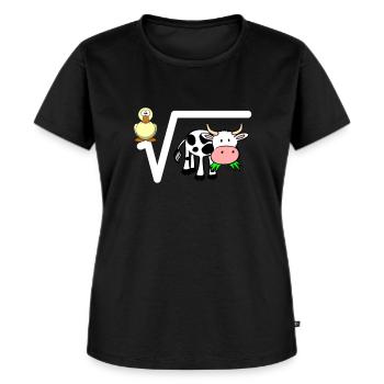 Mathe Lehrer Ente Wurzel Kuh Wortspiel Geschenk - Frauen Premium Bio T-Shirt - Schwarz - Vorne - Selfina (174cm)