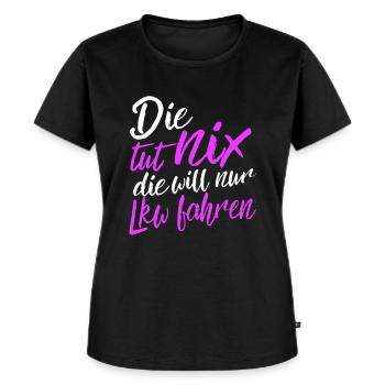 Lkw-Fahrerin - Frauen Premium Bio T-Shirt - Schwarz - Vorne - Selfina (174cm)