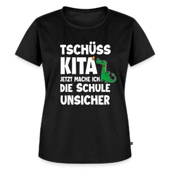 Schulanfang - Frauen Premium Bio T-Shirt - Schwarz - Vorne - Selfina (174cm)
