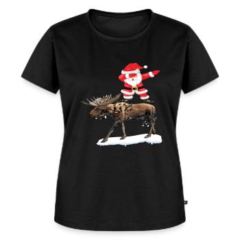 Weihnachtsmann Rentier - Frauen Premium Bio T-Shirt - Schwarz - Vorne - Selfina (174cm)