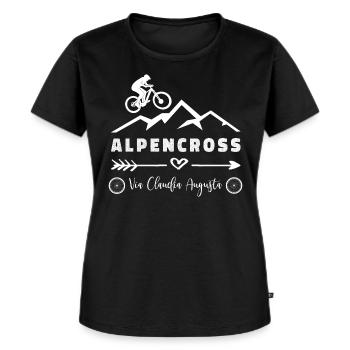 Alpencross Via Claudia Augusta Fahrrad MTB Ebike - Frauen Premium Bio T-Shirt - Schwarz - Vorne - Selfina (174cm)
