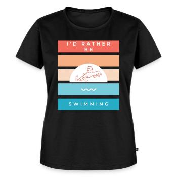 Ich würde lieber im Vintage-Retro-Design schwimmen - Frauen Premium Bio T-Shirt - Schwarz - Vorne - Selfina (174cm)