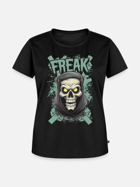 Freak - Skull, Totenkopf - Frauen Premium Bio T-Shirt - Schwarz