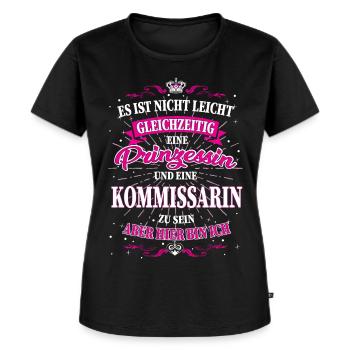 Kommissarin und Prinzessin T-Shirt - Frauen Premium Bio T-Shirt - Schwarz - Vorne - Selfina (174cm)