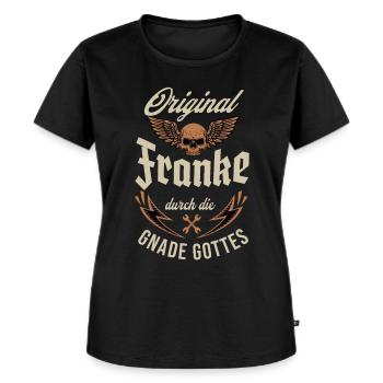 Franke Spruch Franken - Frauen Premium Bio T-Shirt - Schwarz - Vorne - Selfina (174cm)