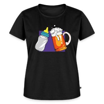 Werdender Vater Schwangerschaft Bier Babyflasche - Frauen Premium Bio T-Shirt - Schwarz - Vorne - Selfina (174cm)