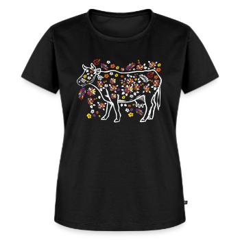 Kühe Landwirt Geschenk - Frauen Premium Bio T-Shirt - Schwarz - Vorne - Selfina (174cm)