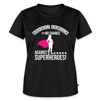 Brustkrebs hat keine chance gegen Superhelden - Frauen Premium Bio T-Shirt - Schwarz - Vorne - Selfina (174cm)