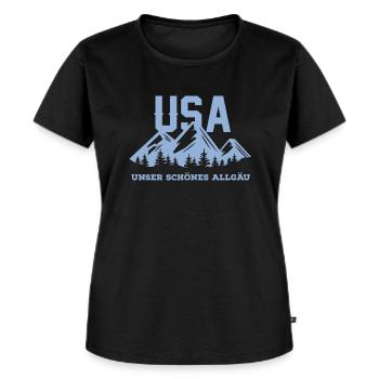 Allgäu Berge USA Alpen Wandern Heimat - Frauen Premium Bio T-Shirt - Schwarz - Vorne - Selfina (174cm)