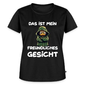 Das ist mein freundliches Gesicht Ente - Frauen Premium Bio T-Shirt - Schwarz - Vorne - Selfina (174cm)