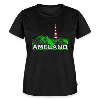 Ameländer Leuchtturm - Frauen Premium Bio T-Shirt - Schwarz - Vorne - Selfina (174cm)