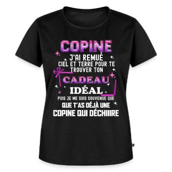 Copine Mon Cadeau Merveilleux - T-shirt Premium bio Femme - noir - Devant - Selfina (174cm)