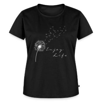 Enjoy Life Pusteblume Löwenzahn Leichtigkeit - Frauen Premium Bio T-Shirt - Schwarz - Vorne - Selfina (174cm)