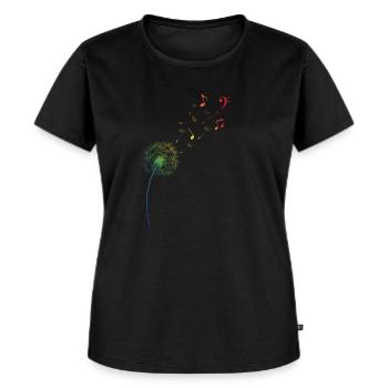 Regenbogen Pusteblume Löwenzahn Noten Musik - Frauen Premium Bio T-Shirt - Schwarz - Vorne - Selfina (174cm)