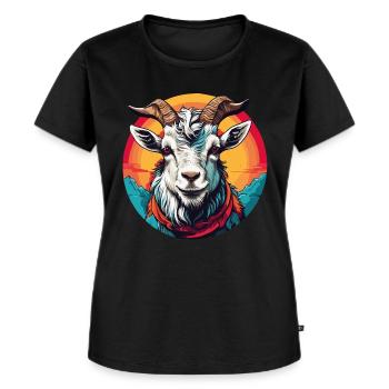 Goat portrait on colorful color wheel - Women's Premium Organic T-shirt - black - Front - Selfina (174cm)