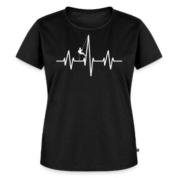 Klettern Kletterer Herzschlag Lustig - Frauen Premium Bio T-Shirt - Schwarz - Vorne - Selfina (174cm)