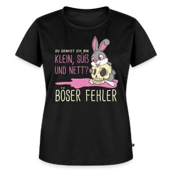 Lustige Hasen Geschenk kleine böse süße Hasen - Frauen Premium Bio T-Shirt - Schwarz - Vorne - Selfina (174cm)