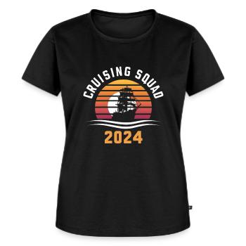 Cruising Squad 2024 Vintage Sunset - Frauen Premium Bio T-Shirt - Schwarz - Vorne - Selfina (174cm)