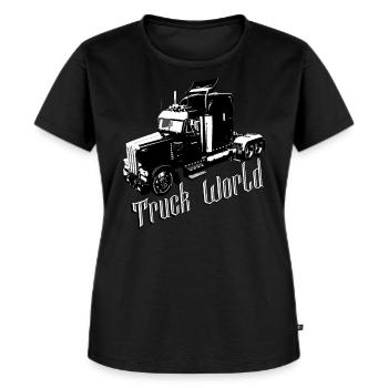 Camion, camion, camionneurs, expédition de fret, le transport, Brummi - T-shirt Premium bio Femme - noir - Devant - Selfina (174cm)
