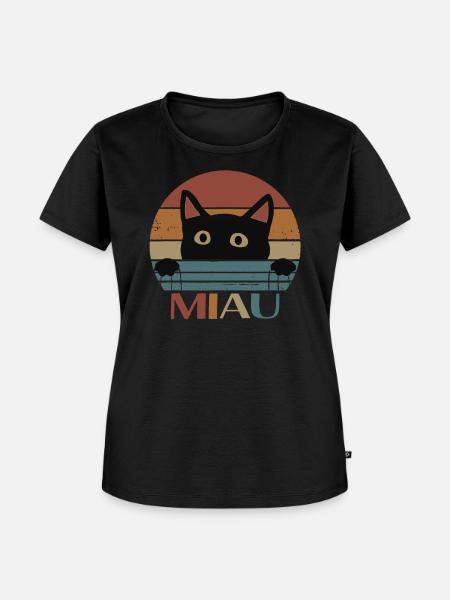 Katze Miau - Frauen Premium Bio T-Shirt - Schwarz
