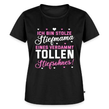 Stiefmutter Stiefsohn Lustig Spruch Geschenk Süß - Frauen Premium Bio T-Shirt - Schwarz - Vorne - Selfina (174cm)