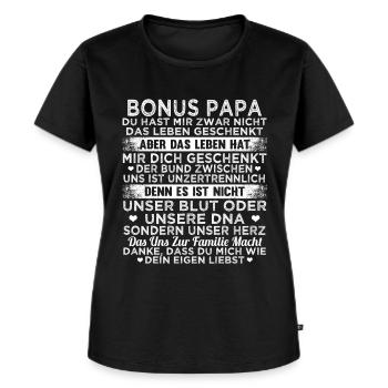 Lustig Stiefpapa Bonus Papa Vatertag Geschenk - Frauen Premium Bio T-Shirt - Schwarz - Vorne - Selfina (174cm)