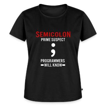 Coder Coding Point-virgule Programmeur Geek - T-shirt Premium bio Femme - noir - Devant - Selfina (174cm)