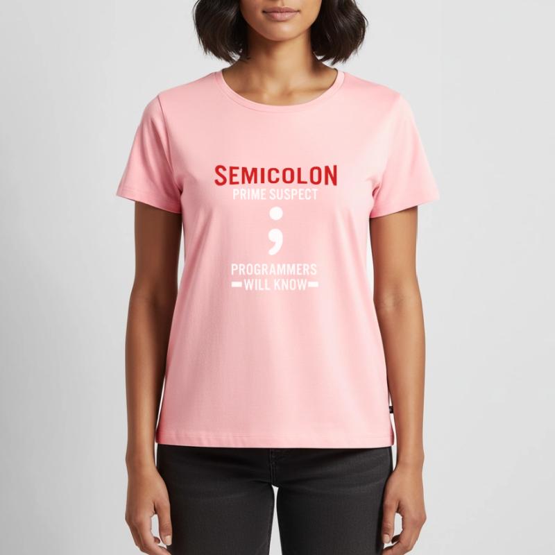 Coder Coding Point-virgule Programmeur Geek T-shirt Premium bio Femme