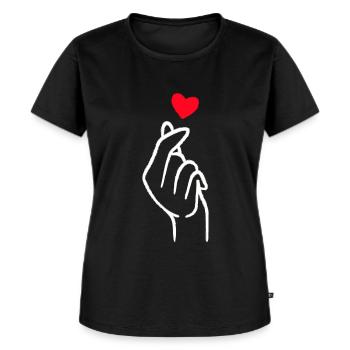 Kpop Finger Heart K-drama Korean Drama - Frauen Premium Bio T-Shirt - Schwarz - Vorne - Selfina (174cm)