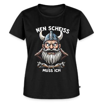 Wikinger Spruch Shirt – Nen Scheiß Muss Ich Design - Frauen Premium Bio T-Shirt - Schwarz - Vorne - Selfina (174cm)