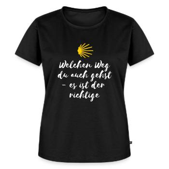 Der Weg - Jakobsweg Pilger Spruch - Frauen Premium Bio T-Shirt - Schwarz - Vorne - Selfina (174cm)