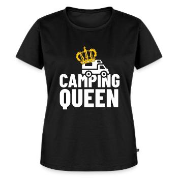 Camping Queen Damen Camping Outfit - Frauen Premium Bio T-Shirt - Schwarz - Vorne - Selfina (174cm)